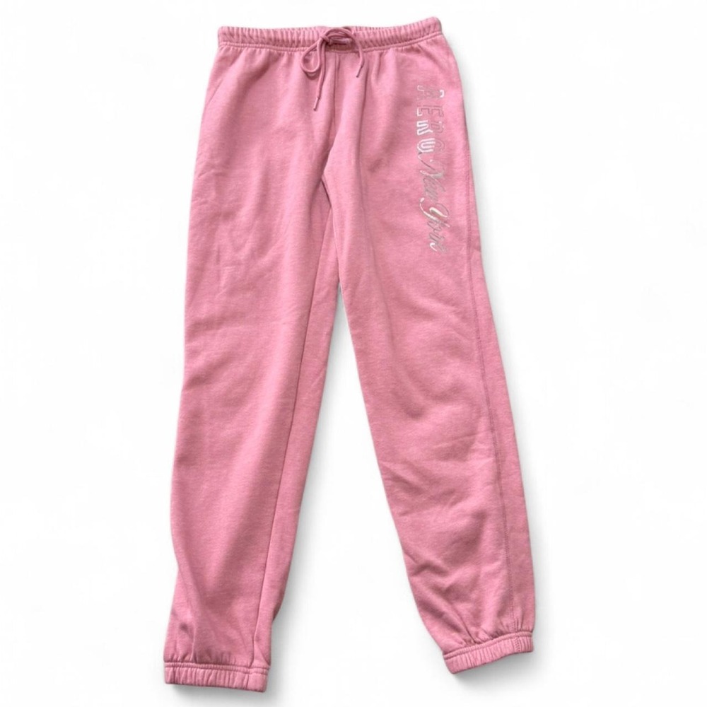 Aeropostale Pink Silver Metallic NYC Graphic Joggers, Women's Size S‎